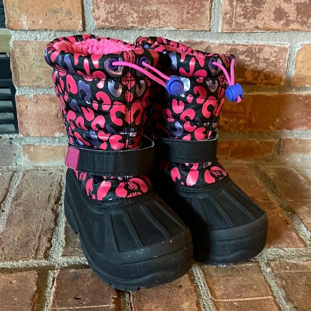 Athletech Pink & Black Leopard Snow Boots